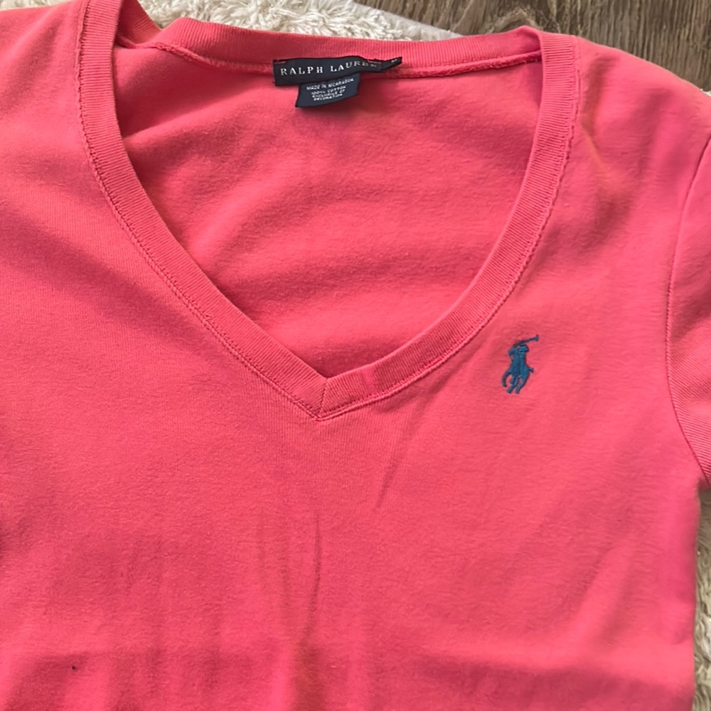 Pink V neck Ralph Lauren tshirt